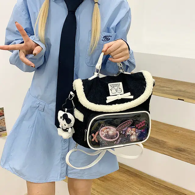 轩玺 可爱毛茸茸小众百搭休闲简约 牛津布 书包双肩包 男女同款情侣款 多色