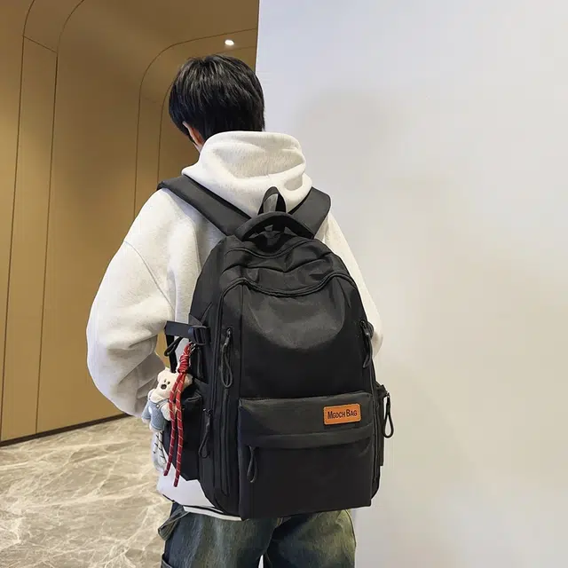 轩玺 日系简约大容量轻便时尚百搭学生 尼龙 双肩包背包书包 常规 男女同款情侣款 黑色/白色/红色/卡其色/蓝色