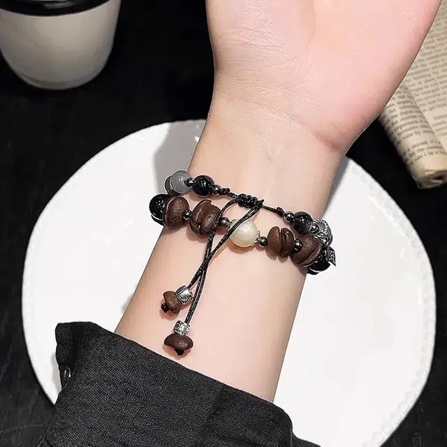 丽满格 表带 小米红米适用 串珠 金属材质 双链咖啡豆串珠 小众设计感男女通用