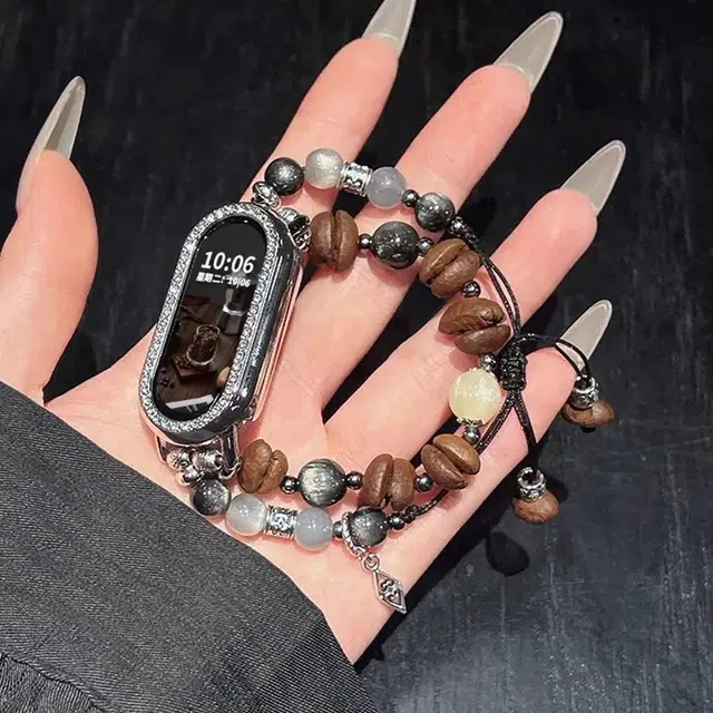 丽满格 表带 小米红米适用 串珠 金属材质 双链咖啡豆串珠 小众设计感男女通用