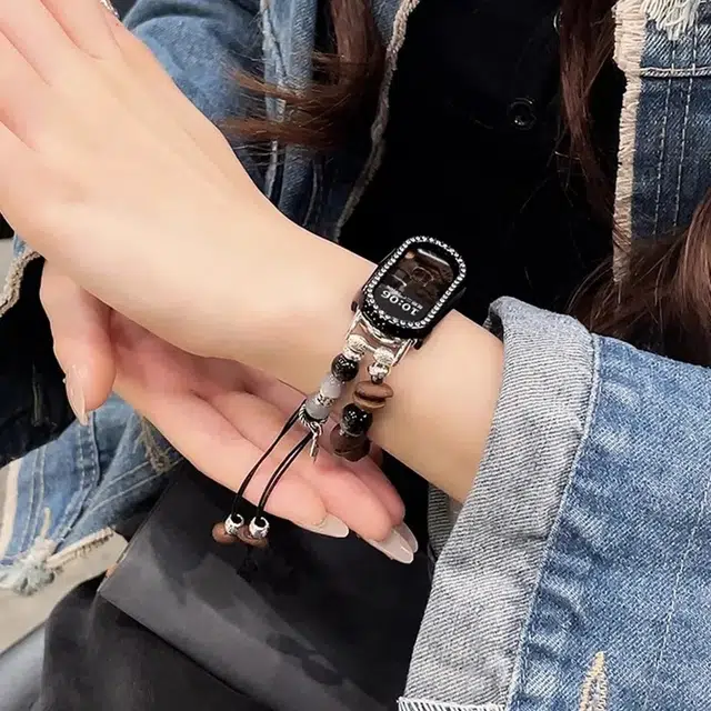 丽满格 表带 小米红米适用 串珠 金属材质 双链咖啡豆串珠 小众设计感男女通用