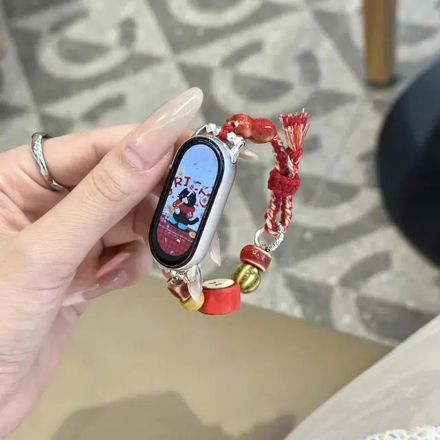 丽满格 表带 小米红米适用 绳 串珠材质 红苹果编绳腕带 男女通用