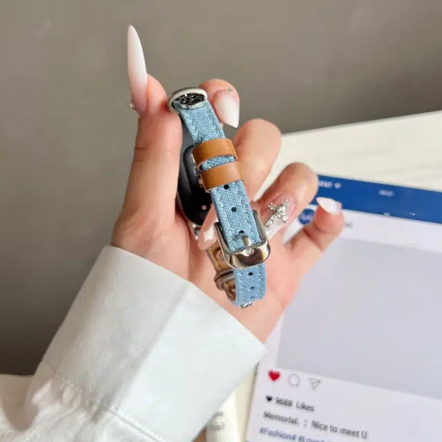 丽满格 表带 小米适用 牛仔材质 创意小狗配饰牛仔表带适用小米手环男女通用