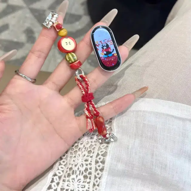 丽满格 表带 小米红米适用 绳 串珠材质 红苹果编绳腕带 男女通用