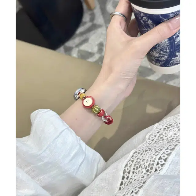 丽满格 表带 小米红米适用 绳 串珠材质 红苹果编绳腕带 男女通用