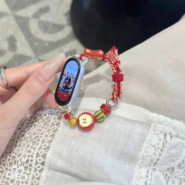 丽满格 表带 小米红米适用 绳 串珠材质 红苹果编绳腕带 男女通用