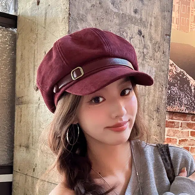朵澜 麂皮绒八角帽英伦风复古百搭 腈纶 贝雷帽 女款