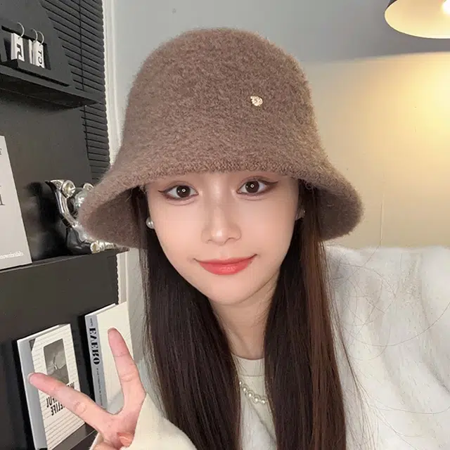 朵澜 复古百搭保暖显脸小简约大头围 聚酯纤维 渔夫帽 女款 黑色 奶白色 摩卡色