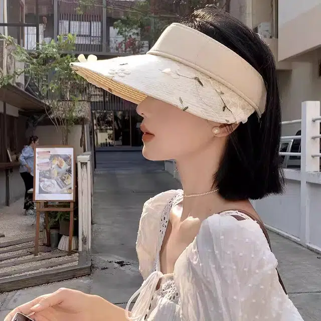 朵澜 立体花朵大帽檐沙滩度假 日系遮阳帽草编帽子 聚酯纤维 渔夫帽 女款