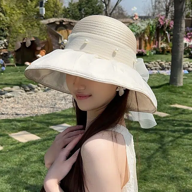 蝴蝶网纱 朵澜 轻盈欧根纱遮阳防紫外线 聚酯纤维 防晒帽 女款