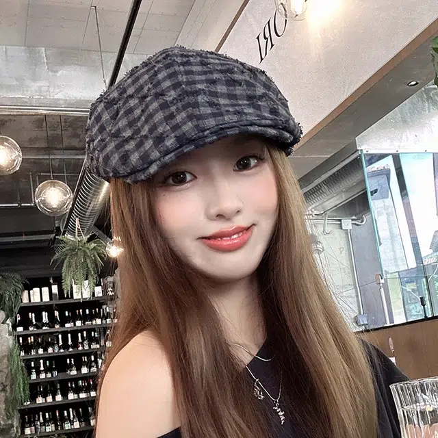 朵澜 复古格子前进帽女春秋韩系百搭报童帽大头围显脸小帽子 腈纶 贝雷帽 男女同款情侣款 藏青色酒红色黑色