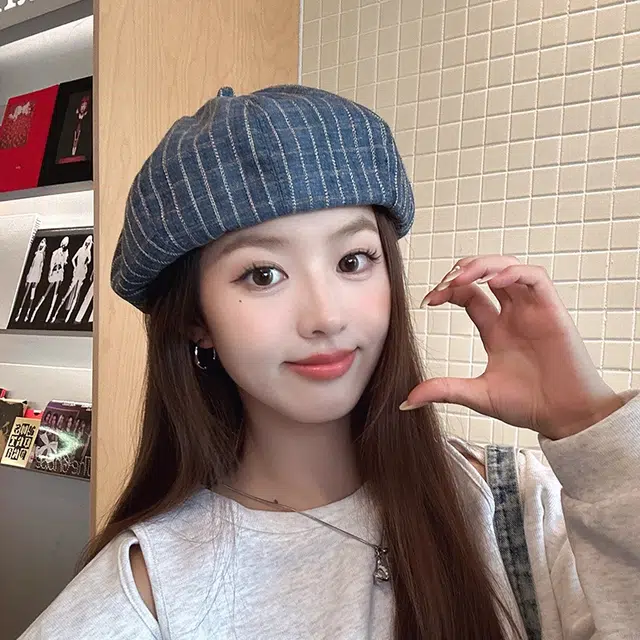 朵澜 复古格纹显脸小韩系百搭 腈纶 贝雷帽 女款