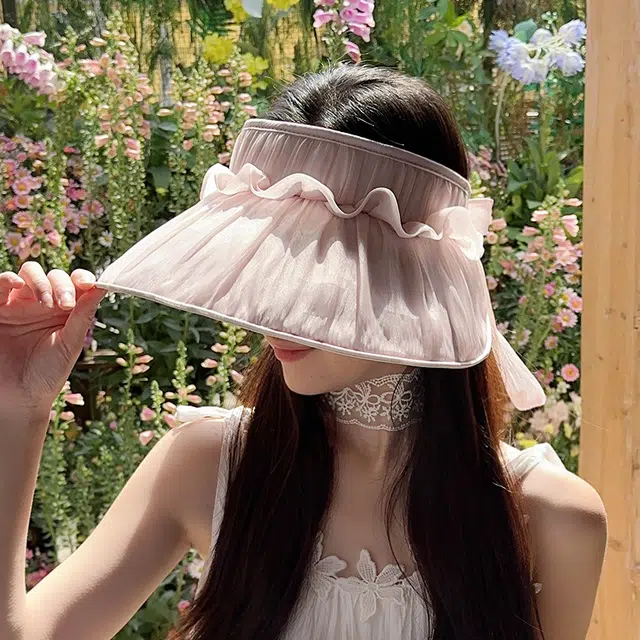 朵澜 空顶帽夏百搭褶皱优雅时尚 聚酯纤维 渔夫帽 女款