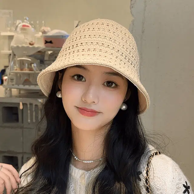 朵澜 双面可戴镂空 百搭显脸小 聚酯纤维 渔夫帽 女款