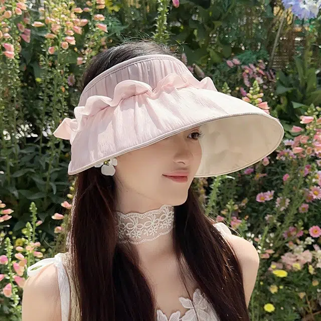 朵澜 空顶帽夏百搭褶皱优雅时尚 聚酯纤维 渔夫帽 女款