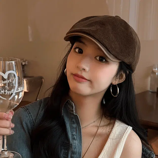 朵澜 英伦风复古前进帽百搭显脸小文艺风 聚酯纤维 贝雷帽 男女同款情侣款