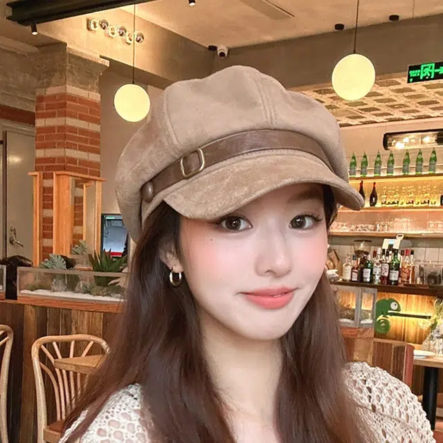朵澜 麂皮绒八角帽英伦风复古百搭 腈纶 贝雷帽 女款