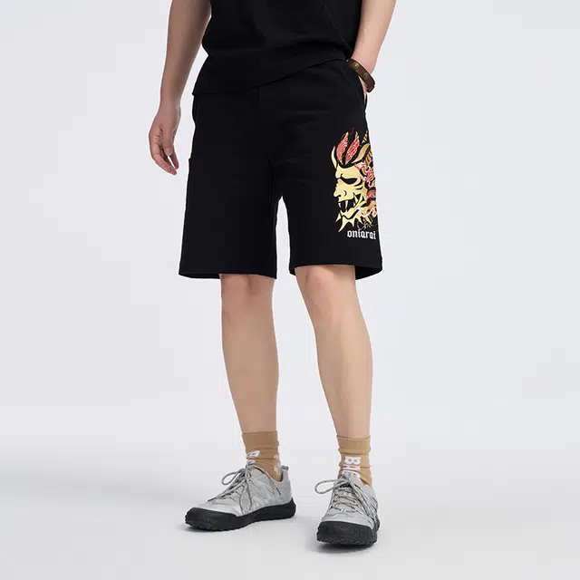 鬼洗 经典口袋羽化鬼头刺绣休闲短裤 男款