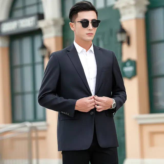 富铤 质感斜纹保暖品质易打理便西纯色西服休闲通勤百搭外套西装 男款