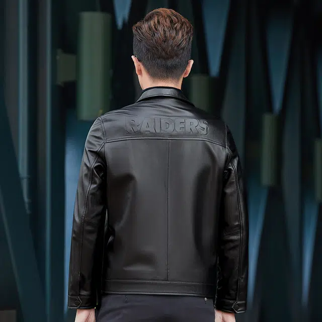 富铤 美式复古休闲百搭皮衣 男款 黑色