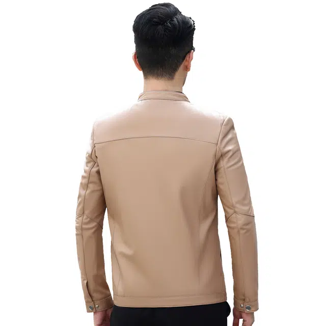 富铤 头层牛皮防风立领真皮美式复古机车帅气休闲皮衣 男款