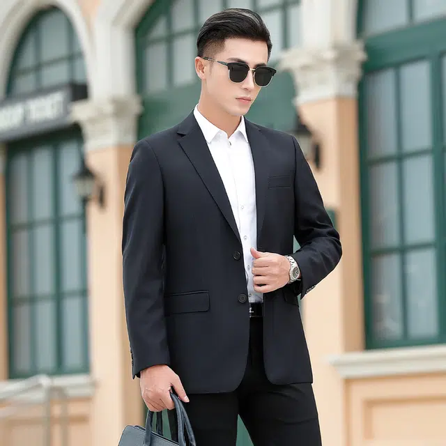 富铤 质感斜纹保暖品质易打理便西纯色西服休闲通勤百搭外套西装 男款