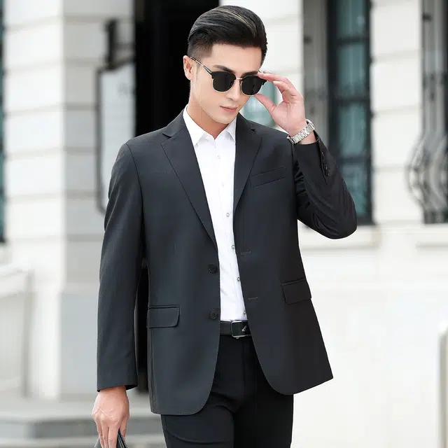 富铤 质感斜纹保暖品质易打理便西纯色西服休闲通勤百搭外套西装 男款