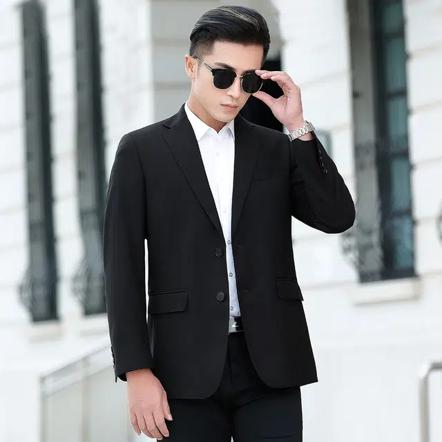 富铤 质感斜纹保暖品质易打理便西纯色西服休闲通勤百搭外套西装 男款