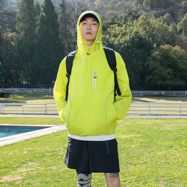 松岚 时尚潮流凉感科技吸湿排汗薄款透气户外运动训练跑步皮肤衣开衫休闲宽松百搭舒适日常通勤简约纯色连帽外套防晒服 男女同款
