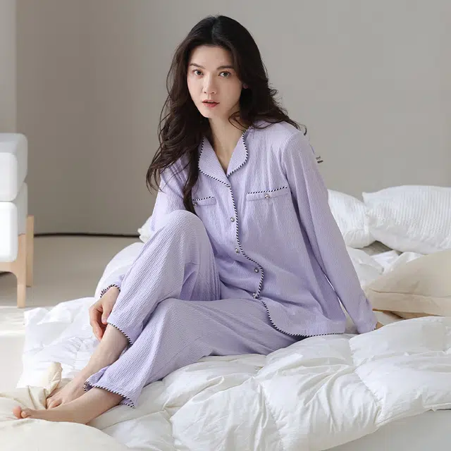 浪莎 舒适透气简约家居服睡衣套装 女款