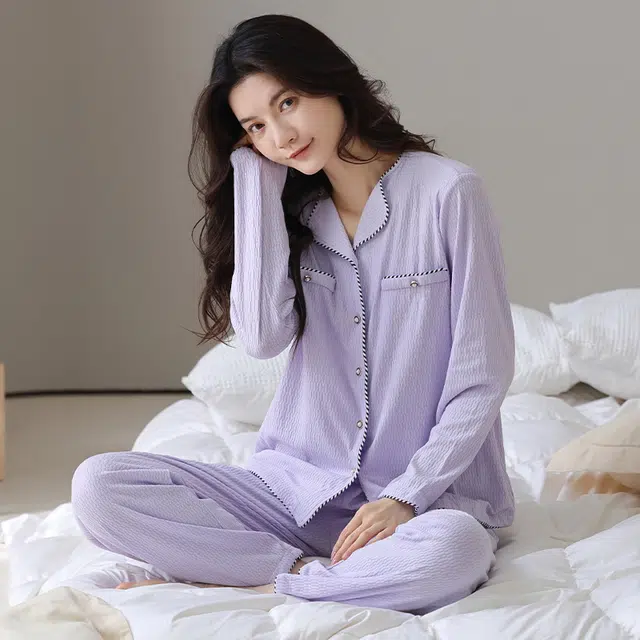 浪莎 舒适透气简约家居服睡衣套装 女款