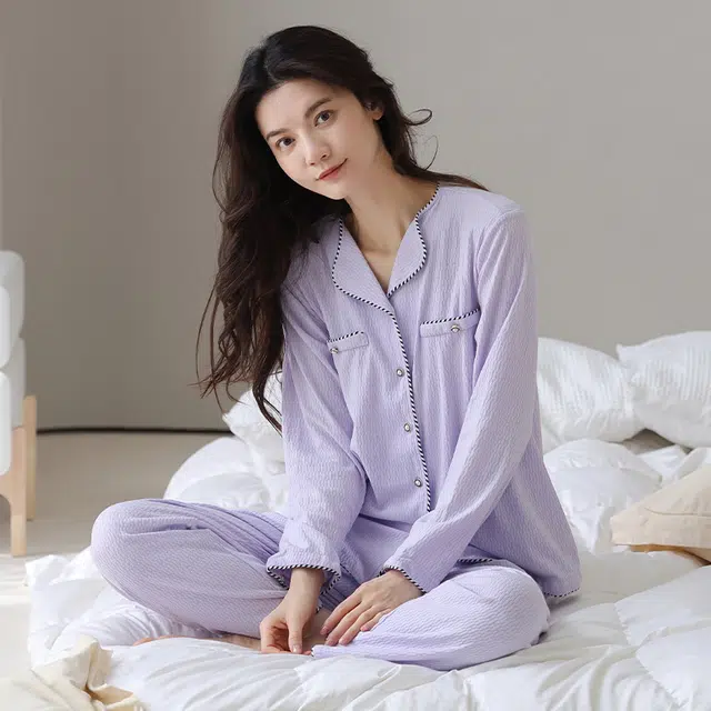 浪莎 舒适透气简约家居服睡衣套装 女款