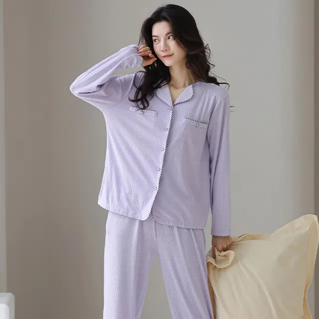 浪莎 舒适透气简约家居服睡衣套装 女款