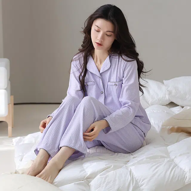 浪莎 舒适透气简约家居服睡衣套装 女款