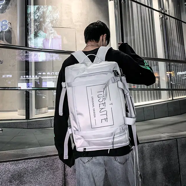 德力熊 便携多功能大容量短途旅行轻便运动休闲 牛津布 书包背包双肩包 大号 男女同款情侣款 浅灰/深灰/黑色/红色