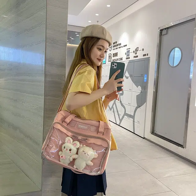 德力熊 日系软妹蝴蝶结 尼龙 斜挎单肩包 常规 女款 粉/蓝/白/黑