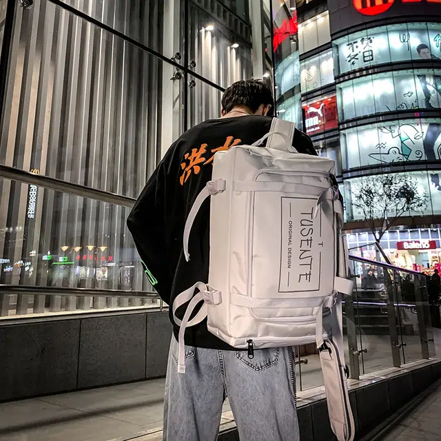 德力熊 便携多功能大容量短途旅行轻便运动休闲 牛津布 书包背包双肩包 大号 男女同款情侣款 浅灰/深灰/黑色/红色