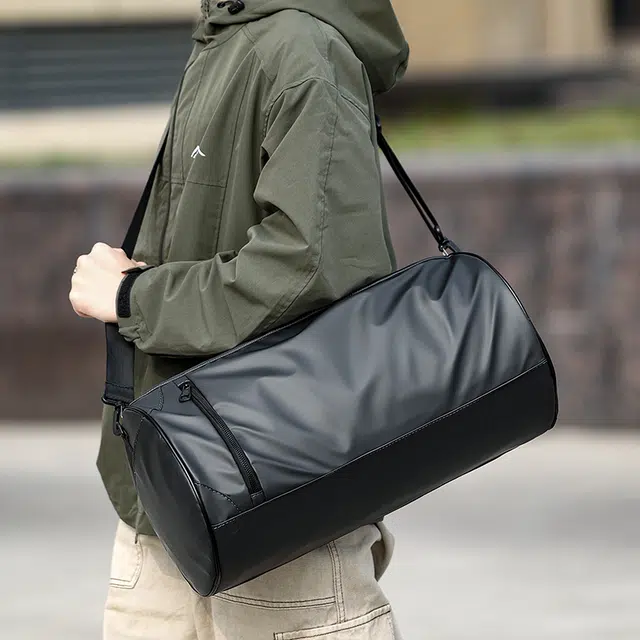 德力熊 纯色干湿分离大容量 牛津布 旅行包 男女同款情侣款 灰色/黑色