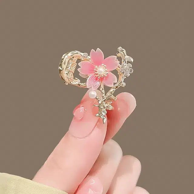 彤彤兔 樱花超仙花朵侧边后脑勺仙女发卡时尚鲨鱼夹发饰 发夹 女款