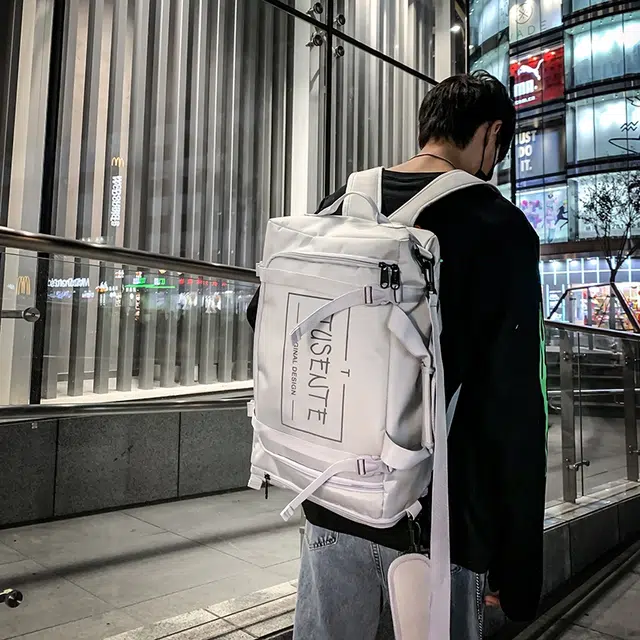 德力熊 便携多功能大容量短途旅行轻便运动休闲 牛津布 书包背包双肩包 大号 男女同款情侣款 浅灰/深灰/黑色/红色