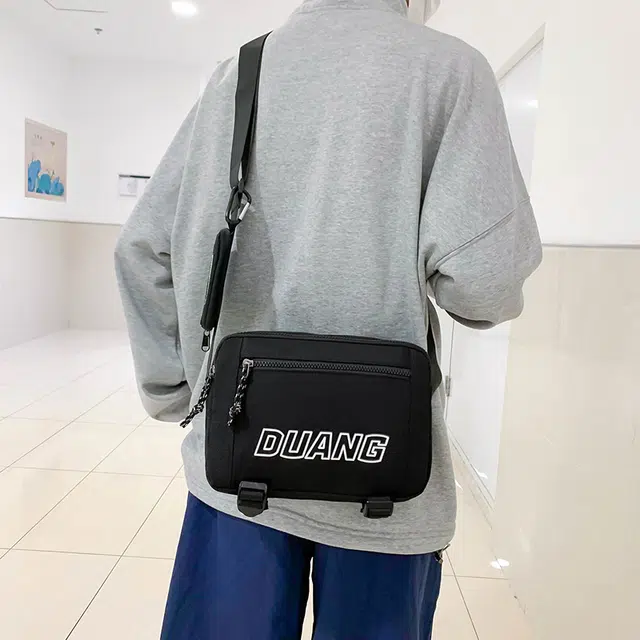 德力熊 日系工装风潮牌大容量拉链开合 帆布 单肩包 常规 男款 蓝/灰/黑