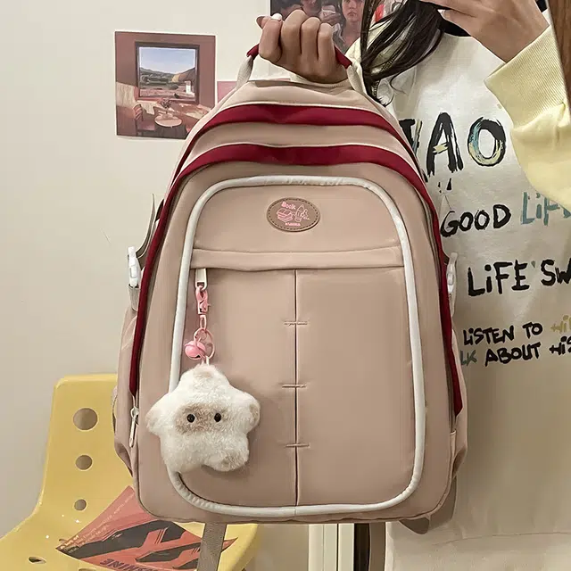 彤彤兔 小众设计拼色可爱少女 尼龙 双肩包 女款 多色