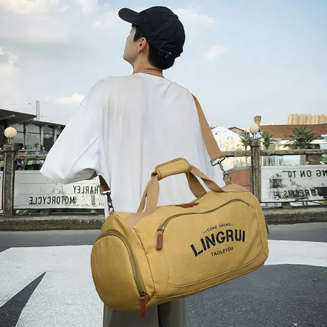 彤彤兔 干湿分离训练运动 帆布 帆布包旅行包 男女同款情侣款 卡其色/黑色