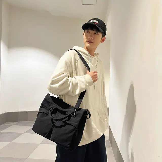 德力熊 大容量日系复古通勤拉链开合 帆布 单肩包 常规 男女同款情侣款 黑/白/绿/棕