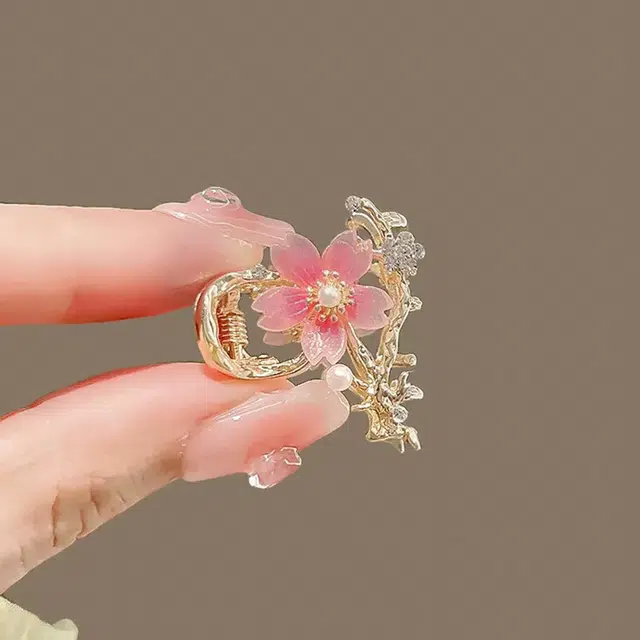 彤彤兔 樱花超仙花朵侧边后脑勺仙女发卡时尚鲨鱼夹发饰 发夹 女款