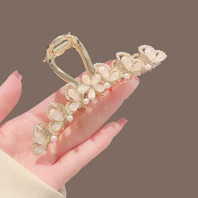 彤彤兔 高级感花朵大号后脑勺鲨鱼夹 发夹 女款