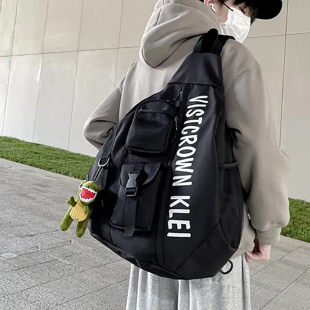 德力熊 拉链开合 尼龙 单肩包 男女同款情侣款 黑/白/蓝/黄