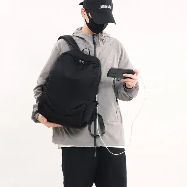 彤彤兔 简约时尚百搭 牛津布 双肩包 男款 黑色\灰色\蓝色