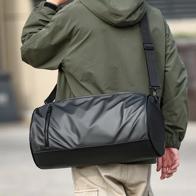 德力熊 纯色干湿分离大容量 牛津布 旅行包 男女同款情侣款 灰色/黑色