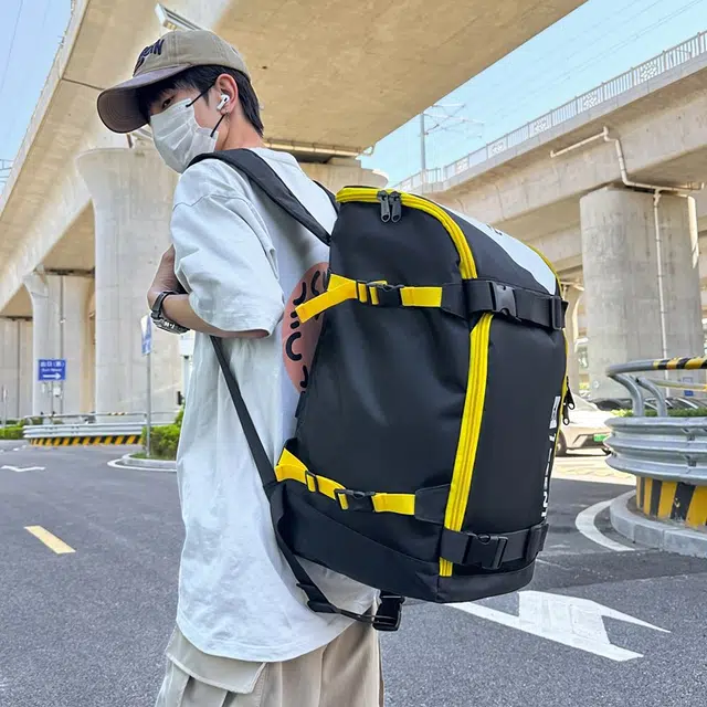 彤彤兔 旅行 牛津布 双肩包 黑黄/黑桔/黑绿/黑紫